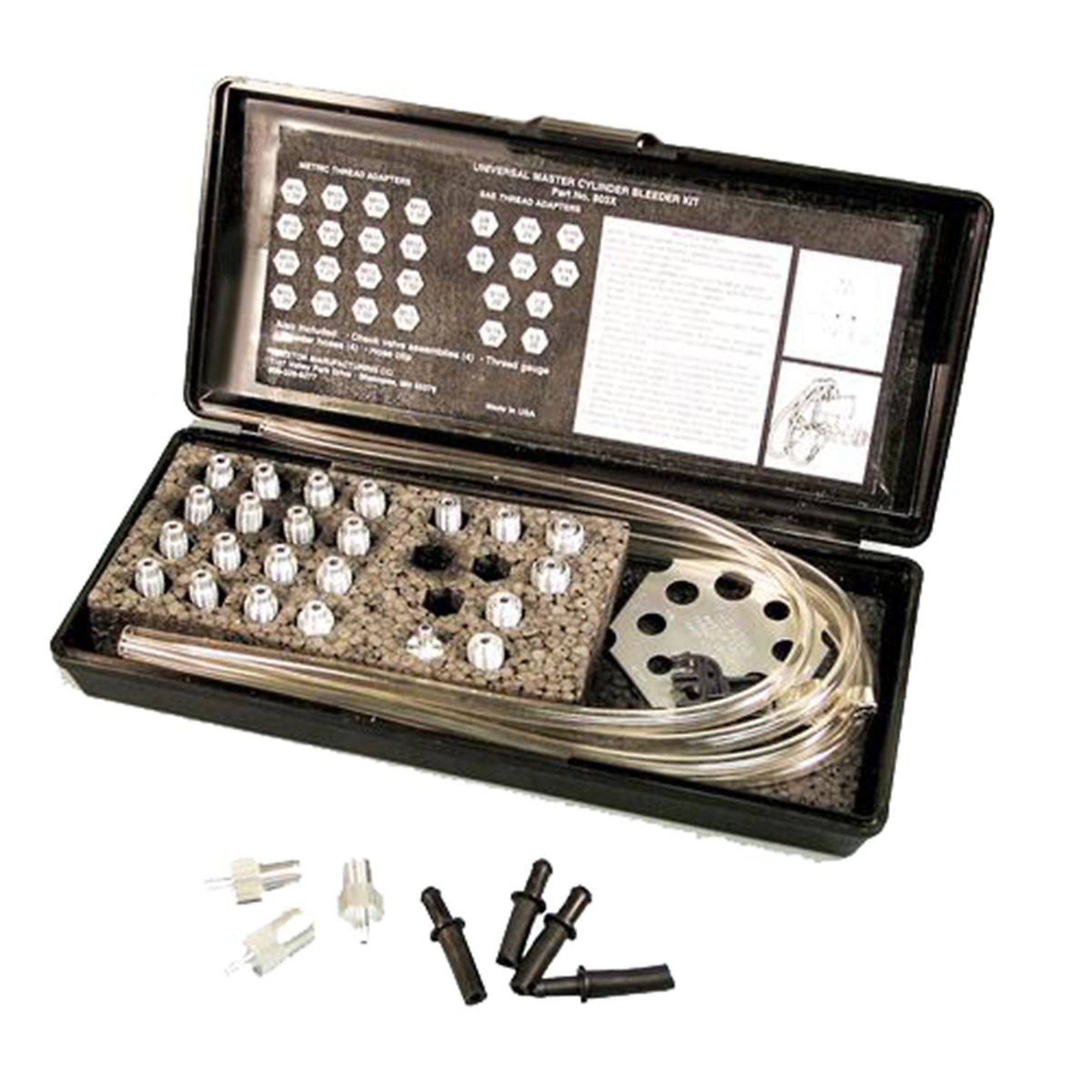 Thexton Universal Master Cylinder Bleeder Kit — Aluminum Adapters, US and Metric Fittings, Model# THX803X